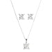 Jewelry : Sterling Silver Princess-Cut Faceted Cubic Zirconia Necklace and Earring Set - Clear