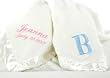 Personalized Embroidered Plush Ivory Baby Blanket with Satin Trim