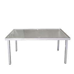 Gartentisch Glastisch Aluminium 150x90cm - Silber/Satiniert
