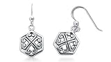 Celtic Style Dangling Pentagon Earrings Sterling Silver