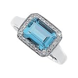 1 8 CT TW 14K White Gold Genuine Aqua Ring