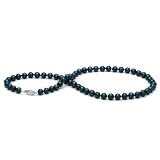 AAA Quality, 18-inch, 6.5-7.0 mm, Black Akoya Pearl Necklace, 14k White Gold Clasp
