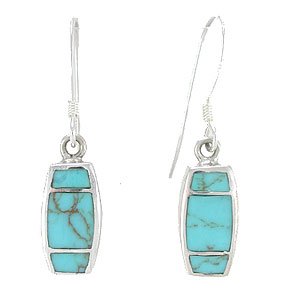 Turquoise Inlay and Sterling Silver Dangle Earrings, #7991