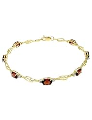 14k Gold Tennis Bracelet with Genuine Oval Garnets & Round Diamonds