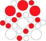 Set of 30 White / Red Circles Polka Dots Vinyl Wall Graphic Decals Stickers Set of 30 - White / Red Circles Polka Dots Vinyl Wall Graphic Decals Stickers