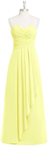 Emyrin Sweetheart Neckline &amp; Zipper Up Back Daffodil Bridesmaid Dresses Skirt