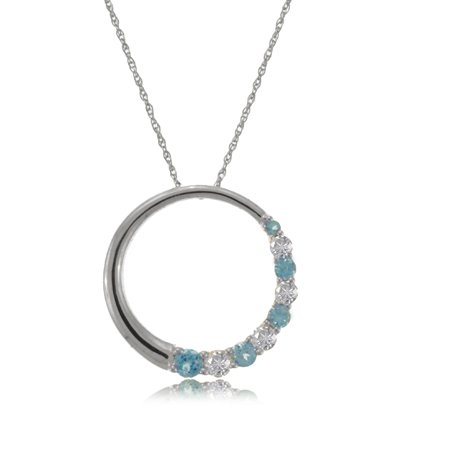 Topaz Circle of Love Pendant Diamond 10K White Gold