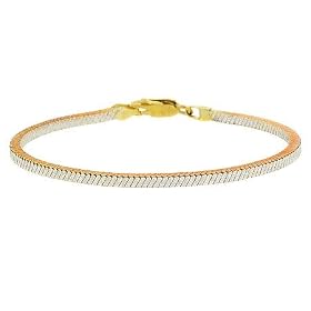 Sparkle Vermeil (24k Gold over Sterling Silver), Silver, Rose Gold Tri Color Three Panel D... by 