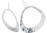 ACOMO 925 Sterling Silver Hammered Hoop Dangle Earrings - 2" Drop