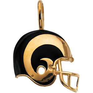 14K Yellow Gold 21.25 X 21.00 St. Louis Rams Helmet Pendant W/Enamel