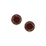 14K Yellow Gold Prong Set 5 MM Natural Garnet Earring Studs