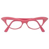 Old School Cat Eye Glasses with Rhinestones, in Pink