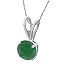 Sterling Silver 4mm Round Emerald Pendant w/ Light Rope Chain, 18