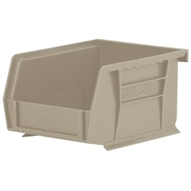 Akro-Mils 30210 Plastic Storage Stacking AkroBin, 5-Inch by 4-Inch by 3-Inch, Stone, Case of 24