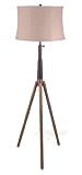 Lighting Enterprises F-6953/6949 Adjustable Antique Brass Tripod Telescope Lamp Floor Lamp with Textured Mocha Linen Sewn Shade
