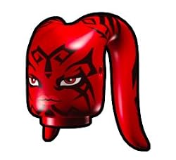 Red Tentacle Head with Face Pattern - LEGO Compatible Minifigure Piece
