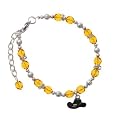 Cowboy Hat - Black Yellow Czech Glass Beaded Charm Bracelet [Jewelry]