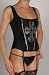 Shirley of Hollywood Matte Satin Rhinestone Cross Corset and Thong set (25936)