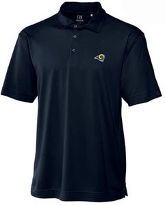 NFL Saint Louis Rams Men's Drytec Genre Polo Knit Short Sleeve Top, Navy Blue, XX-Large