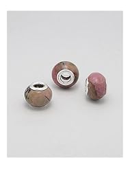 Rhodonite Bead In 92.5 Sterling Silver