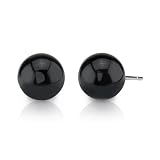 Elegant Mystique: Sterling Silver Designer Inspired Black Onyx Ball Stud Earrings