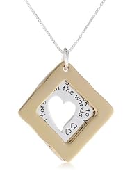 Two-Toned Sterling Silver with Yellow Gold Flashed "A True Friend Knows The Song In Your Heart and Can Sing It Back To You When You Have Forgotten The Words" Heart Pendant Necklace, 18"