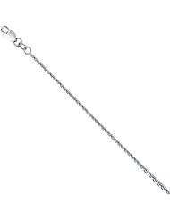 18K Solid White Gold Round Wheat Chain Necklace 16" inch 1.4mm