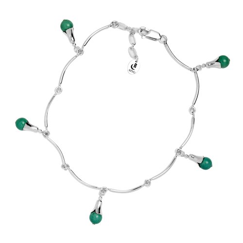Sterling Silver and Turquoise Blossom Anklet