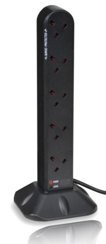 Duronic ST10B - 10 Way 2 Metre surge Tower Extension Lead Socket - 2M - Engineered to tell you when its surge protected