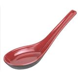 1 X Set of 4 Black/Red Melamine Soup Spoon 5.5in L