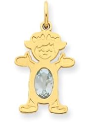 Genuine IceCarats Designer Jewelry Gift 14K Girl 7X5 Oval Genuine Aquamarine-March