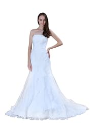 Strapless Applique Spring Fall Satin/Tulle Mermaid  Dress with a Chapel Train 