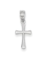 14k White Gold Mini Beveled Cross Pendant