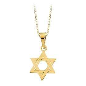 14K Yellow Gold 14 x 12 MM ''Star of David'' Pendant with Chain