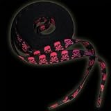Skulls Black/Pink Punk Rock Laces for Shoes, Boots, or Skates