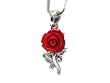 Red Rose Flower White Gold Plated Pendant Fashion Necklace