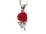 Red Flower White Gold Plated Pendant Fashion Necklace