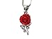 Read Red Flower White Gold Plated Pendant Fashion Necklace Details Red Flower White Gold Plated Pendant Fashion Necklace