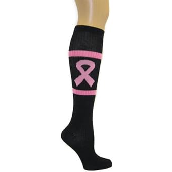 Amazon.com: Pink Ribbon Breast Cancer Awareness Knee High ...