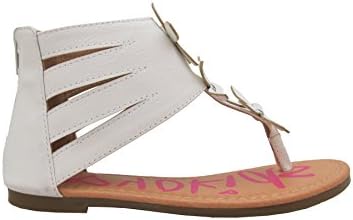 Daphne-23 Little Girls Flat Sandals with Flowers White 4