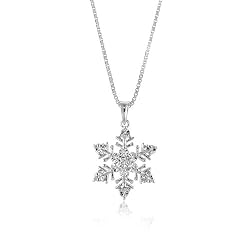Sterling Silver 0.05 Carat Diamond Snowflake Pendant with 18" Chain