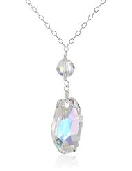 Sterling Silver Chain Swarovski Elements Crystal Aurora Borealis Meteor Pendant Necklace, 18"