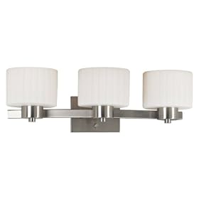 Kenroy Home 80413BS Legacy Three-Light Vanity Light with 6-Inch fluted Glass Shades by Kenroy Home