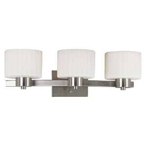 Kenroy Home 80413BS Legacy Three-Light Vanity Light with 6-Inch fluted Glass Shades by Kenroy Home