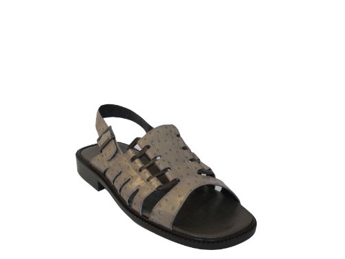 Men's Leather Italian designer Sandals strap in the back V 1545 By davinci Beige Size 40