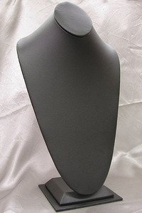 Black Faux Leather Necklace Bust Jewelry Display 14.5