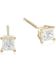 18k Gold, Princess-Cut, Diamond 4-Prong Studs (1/4 cttw, H-I Color, SI1-SI2 Clarity)