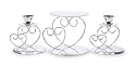 3 Piece Heart Unity Candle Holder Silver