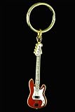Electric Bass Guitar Key Chain - Red - B001J0THHM