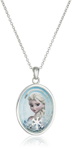 Disney Girls' Frozen Silver-Plated Elsa Crystal Shaker Pendant Necklace